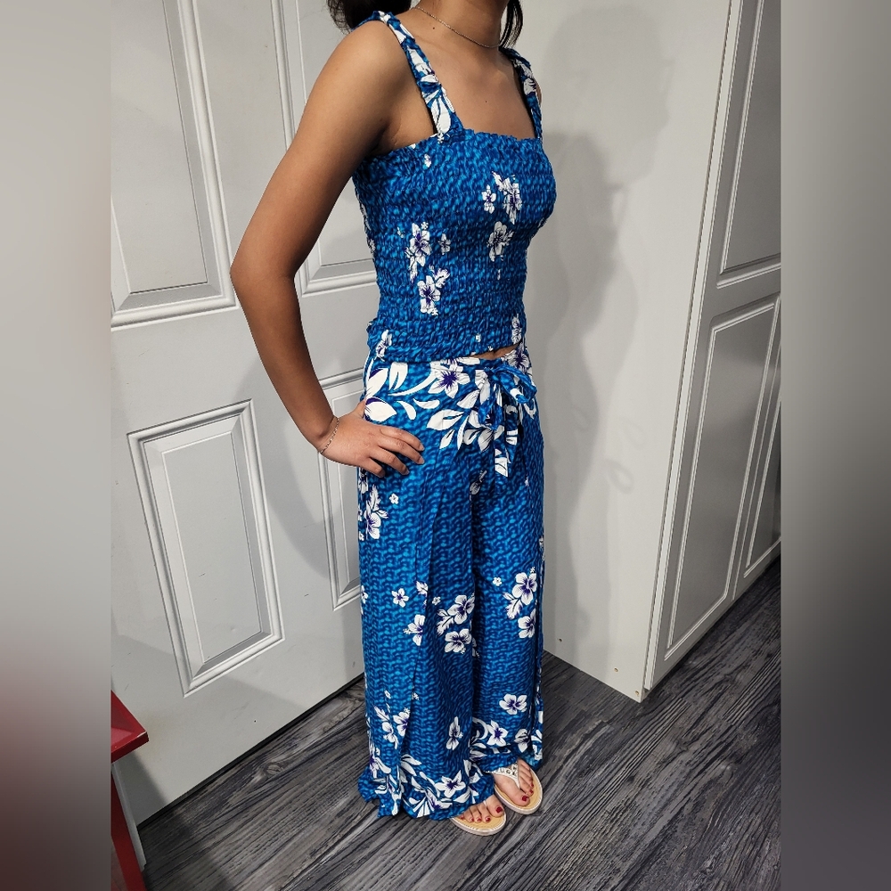 Floral Blue Hawaiian 2 Piece